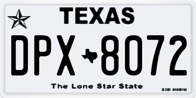 TX license plate DPX8072