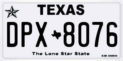 TX license plate DPX8076