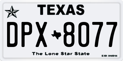 TX license plate DPX8077