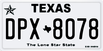 TX license plate DPX8078