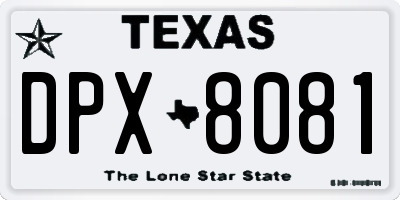 TX license plate DPX8081