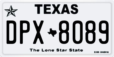 TX license plate DPX8089