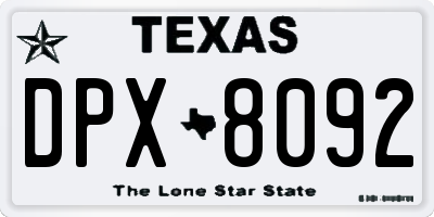 TX license plate DPX8092