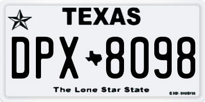 TX license plate DPX8098