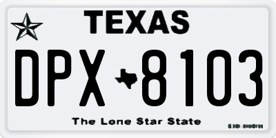 TX license plate DPX8103