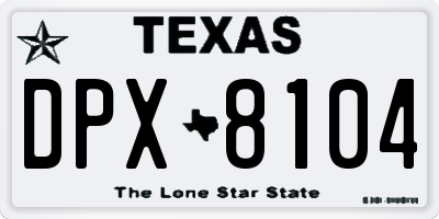 TX license plate DPX8104