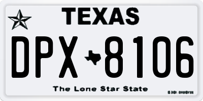 TX license plate DPX8106