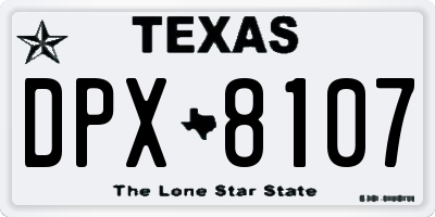 TX license plate DPX8107