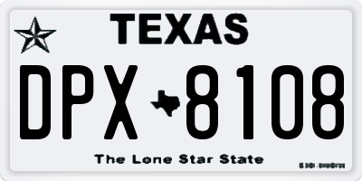 TX license plate DPX8108