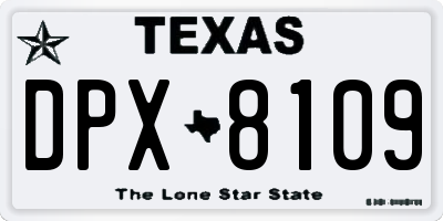 TX license plate DPX8109