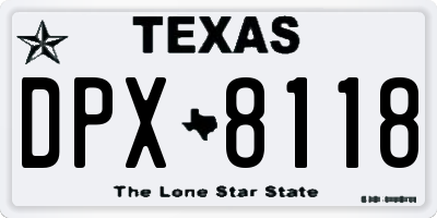 TX license plate DPX8118