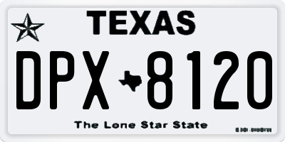 TX license plate DPX8120