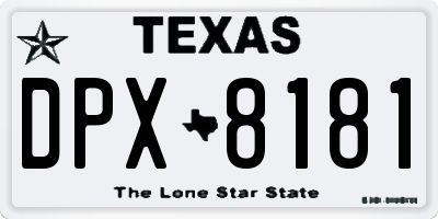 TX license plate DPX8181