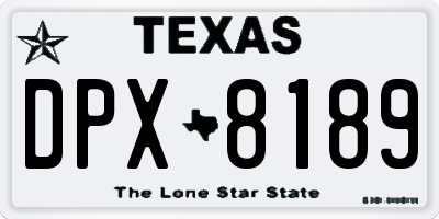 TX license plate DPX8189