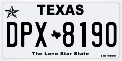 TX license plate DPX8190