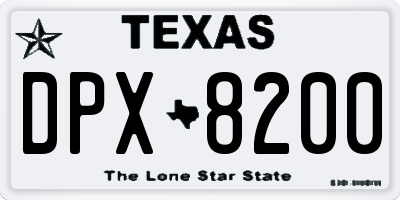 TX license plate DPX8200