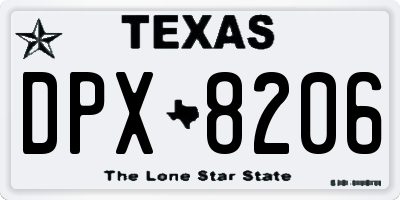 TX license plate DPX8206