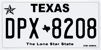 TX license plate DPX8208