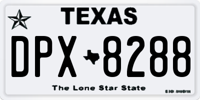 TX license plate DPX8288