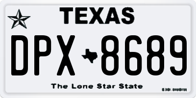 TX license plate DPX8689