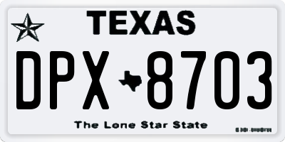 TX license plate DPX8703