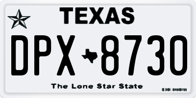 TX license plate DPX8730