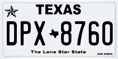 TX license plate DPX8760