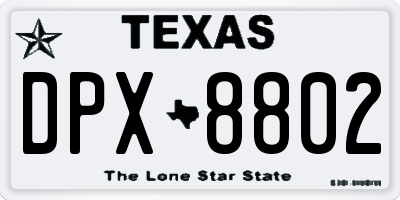 TX license plate DPX8802