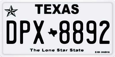 TX license plate DPX8892