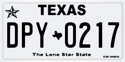 TX license plate DPY0217