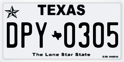 TX license plate DPY0305