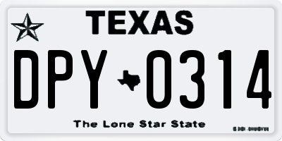 TX license plate DPY0314