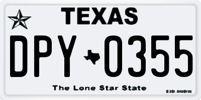 TX license plate DPY0355