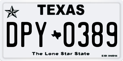 TX license plate DPY0389