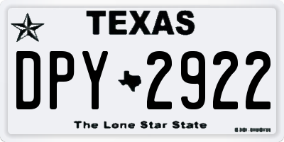 TX license plate DPY2922