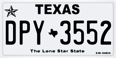 TX license plate DPY3552