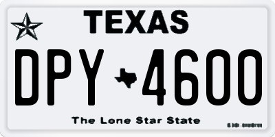 TX license plate DPY4600