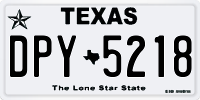 TX license plate DPY5218