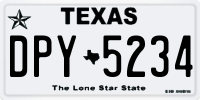 TX license plate DPY5234