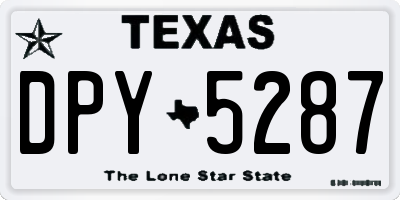 TX license plate DPY5287