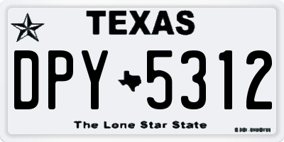 TX license plate DPY5312