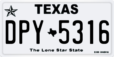 TX license plate DPY5316