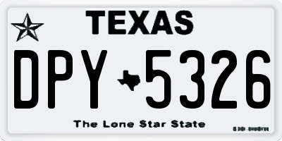 TX license plate DPY5326