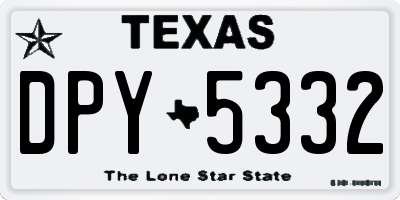 TX license plate DPY5332