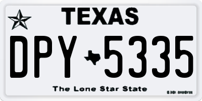 TX license plate DPY5335