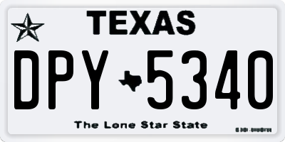 TX license plate DPY5340