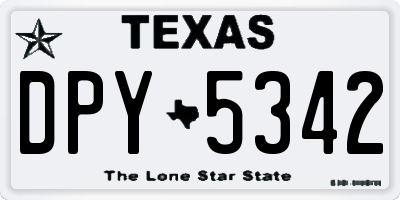 TX license plate DPY5342