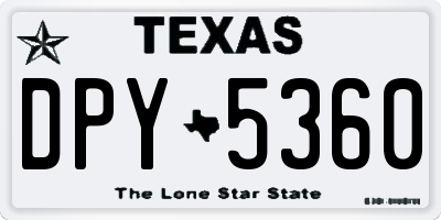 TX license plate DPY5360