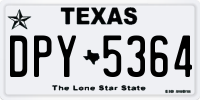 TX license plate DPY5364