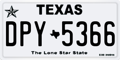 TX license plate DPY5366